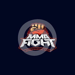 MMA fight logo. Mixed martial arts vector logotype. Mix fight logo template