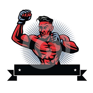 MMA Fighter Logo Design Template
