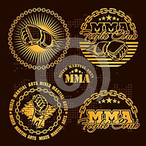 MMA mixed martial arts emblem badges - vector set