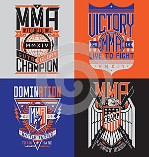 MMA t-shirt design emblem set