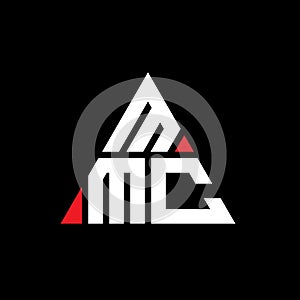 MMC triangle letter logo design with triangle shape. MMC triangle logo design monogram. MMC triangle vector logo template with red