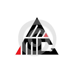 MMC triangle letter logo design with triangle shape. MMC triangle logo design monogram. MMC triangle vector logo template with red