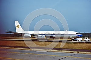 A MME Farms Maint Boeing B-707-320C N84144 CN 19577 LN 722 . Taken in September 1983 .