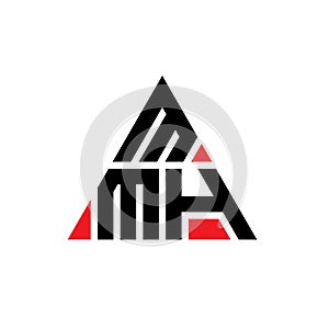MMH triangle letter logo design with triangle shape. MMH triangle logo design monogram. MMH triangle vector logo template with red