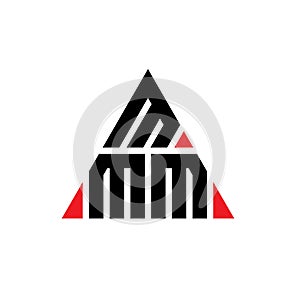 MMM triangle letter logo design with triangle shape. MMM triangle logo design monogram. MMM triangle vector logo template with red