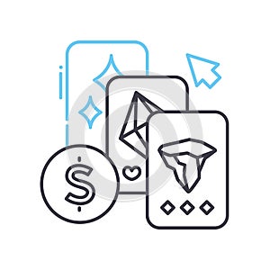 mmo card games line icon, outline symbol, vector illustration, concept sign