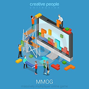 MMOG massively multiplayer online game gaming flat 3d isometric