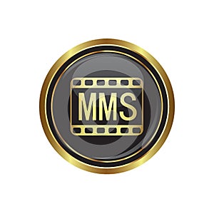 Mms icon on the black with gold round button