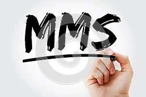 MMS - Multimedia Messaging Service acronym, business concept background