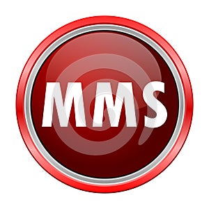 MMS round metallic red button photo