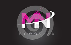 MN M N Creative Letters Design With White Pink Colors