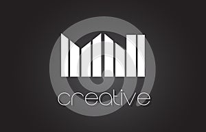 MN M N Letter Logo Design With White and Black Lines.