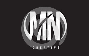 MN M N White Letter Logo Design with Black Background.