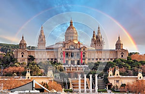 MNAC in Barcelona with rainbow photo