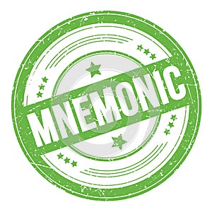 MNEMONIC text on green round grungy stamp