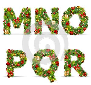 MNOPQR, christmas tree font photo