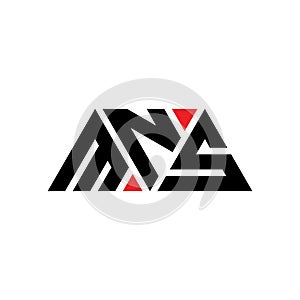 MNS triangle letter logo design with triangle shape. MNS triangle logo design monogram. MNS triangle vector logo template with red
