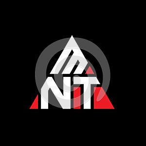 MNT triangle letter logo design with triangle shape. MNT triangle logo design monogram. MNT triangle vector logo template with red