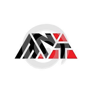 MNT triangle letter logo design with triangle shape. MNT triangle logo design monogram. MNT triangle vector logo template with red
