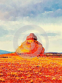 Moab desert landscape in watercolor, Moab Utah