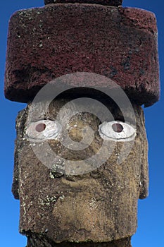 Moai  Ahu Ko Te Riku, the only complete moai on Easter Island, Rapa Nui, Polynesia, Chile, South America photo