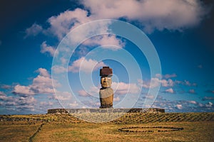 Moai at Ahu Tongariki, Easter island, Chile.