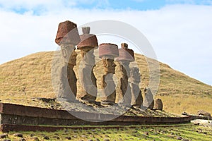 Moai on Anakena Beach photo