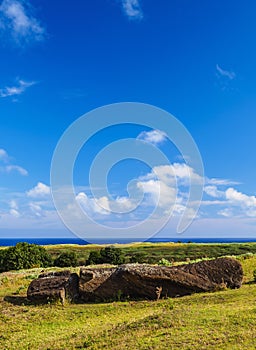 Moai on Easter Island, Chile