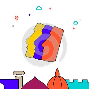 Moai, Easter Island filled line icon, simple illustration