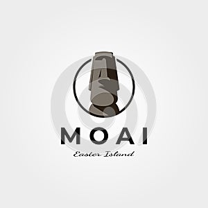 Moai easter island logo vector vintage symbol illustration design photo