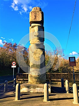 Moai, monolithic human figure in Vitorchiano town, Italy photo