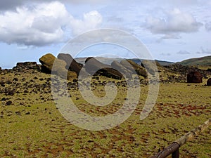 Moai pukao on Easter Island Rapa Nui, Chile