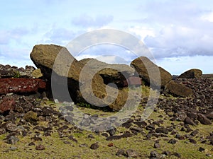 Moai pukao on Easter Island Rapa Nui, Chile