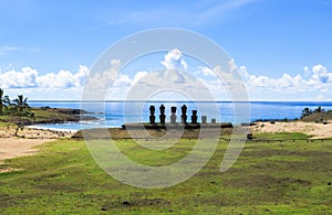 Moai Ruins in Easter Island, Chile