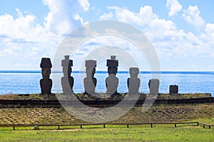 Moai Ruins in Easter Island, Chile