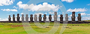Moai Statues Panorama, Ahu Tongariki, Rapa Nui