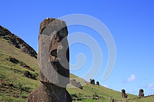 Moai statues at Rano Raraku, Easter Island, Chile