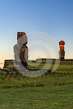 Moai statues in the Rano Raraku Volcano in Easter Island