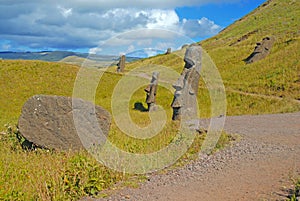 Moai Stone Statues at Rapa Nui - Easter Island