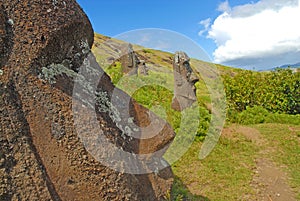 Moai Stone Statues at Rapa Nui - Easter Island