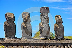 Moai Stone Statues at Rapa Nui - Easter Island