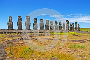 Moai Stone Statues at Rapa Nui - Easter Island