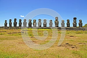 Moai Stone Statues at Rapa Nui - Easter Island