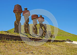 Moai Stone Statues at Rapa Nui - Easter IslanD photo