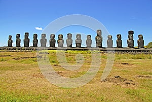 Moai Stone Statues at Rapa Nui - Easter Island photo