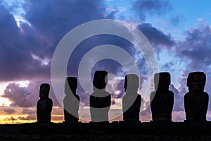 Moai Sunrise Silhouette, Easter Island