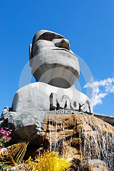 Moai on water fall