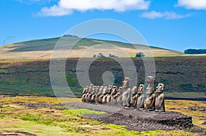 Moais in Ahu Tongariki, Easter island, Chile photo