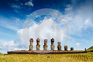 Moais at Anakena beach in Easter Island