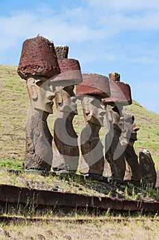 Moais in Anakena beach, Easter island